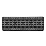 Black And White Aztec Geometric Print Long Kitchen Mat