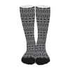 Black And White Aztec Geometric Print Long Socks