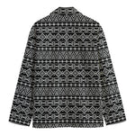 Black And White Aztec Geometric Print Men's Blazer