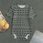 Black And White Aztec Geometric Print Men's Bodysuit