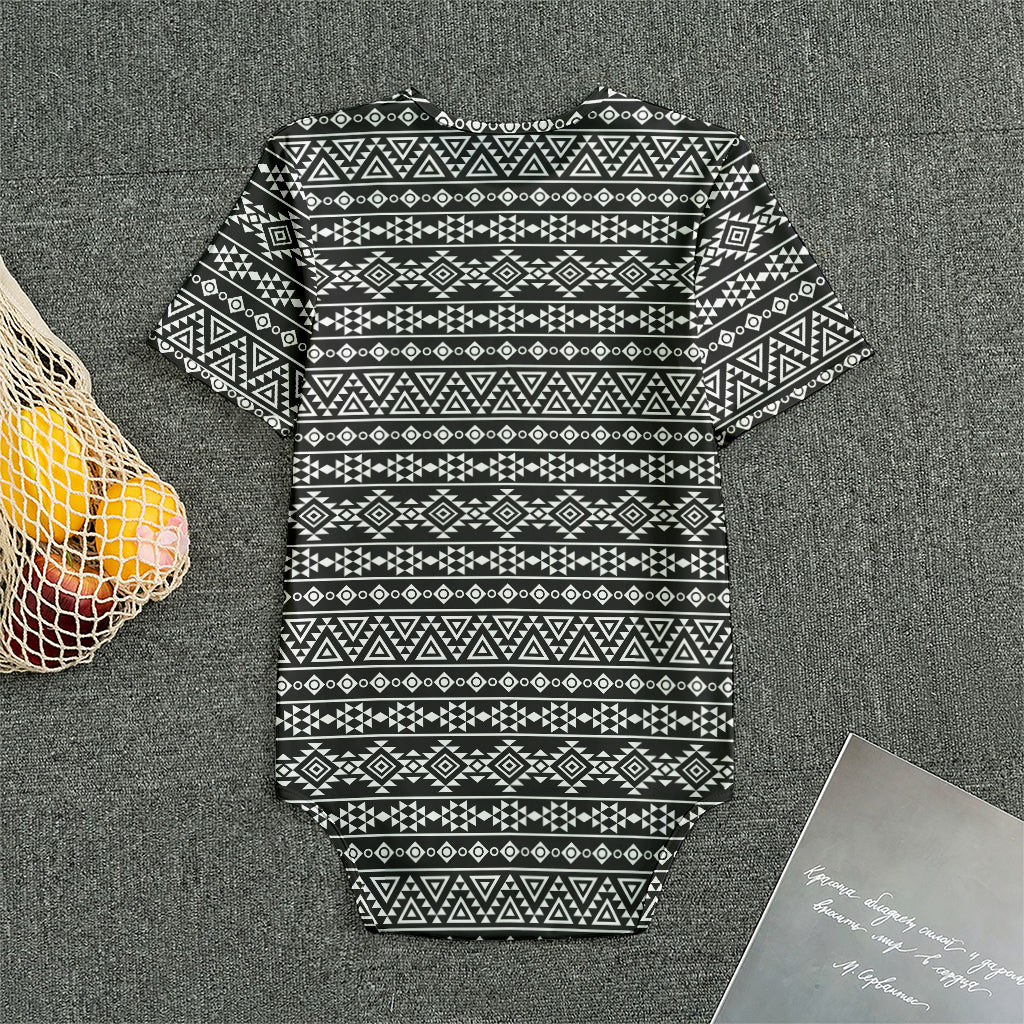Black And White Aztec Geometric Print Men's Bodysuit