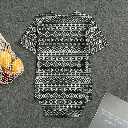 Black And White Aztec Geometric Print Men's Bodysuit