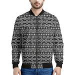 Black And White Aztec Geometric Print Men's Bomber Jacket