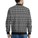 Black And White Aztec Geometric Print Men's Bomber Jacket