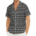 Black And White Aztec Geometric Print Men's Deep V-Neck Shirt