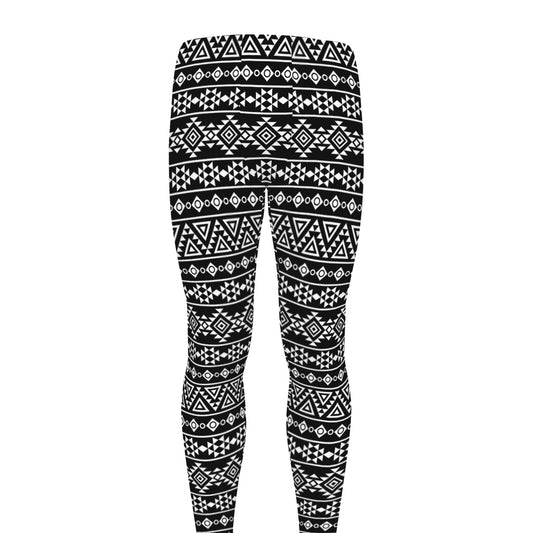 Black And White Aztec Geometric Print Men's leggings