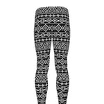 Black And White Aztec Geometric Print Men's leggings
