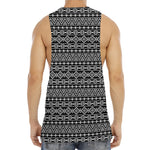 Black And White Aztec Geometric Print Men's Muscle Tank Top