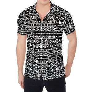 Black And White Aztec Geometric Print Men's Shirt