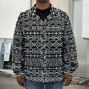 Black And White Aztec Geometric Print Men's Shirt Jacket