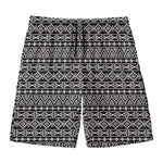 Black And White Aztec Geometric Print Men's Swim Trunks