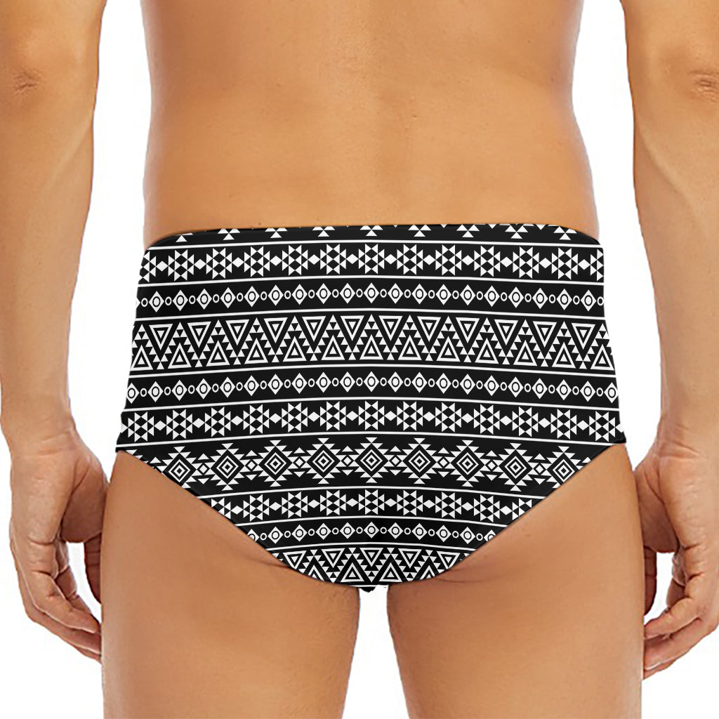 Black And White Aztec Geometric Print Men's Triangle Swim Briefs