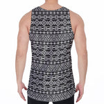 Black And White Aztec Geometric Print Men's Velvet Tank Top