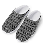 Black And White Aztec Geometric Print Mesh Casual Shoes