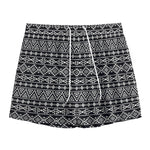 Black And White Aztec Geometric Print Mesh Shorts