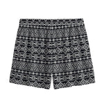 Black And White Aztec Geometric Print Mesh Shorts