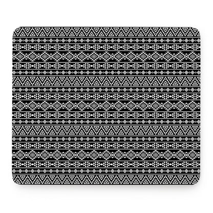 Black And White Aztec Geometric Print Mouse Pad
