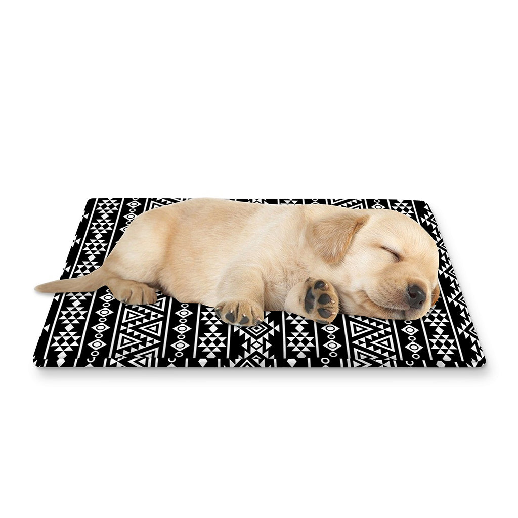 Black And White Aztec Geometric Print Pet Cooling Mat Cover