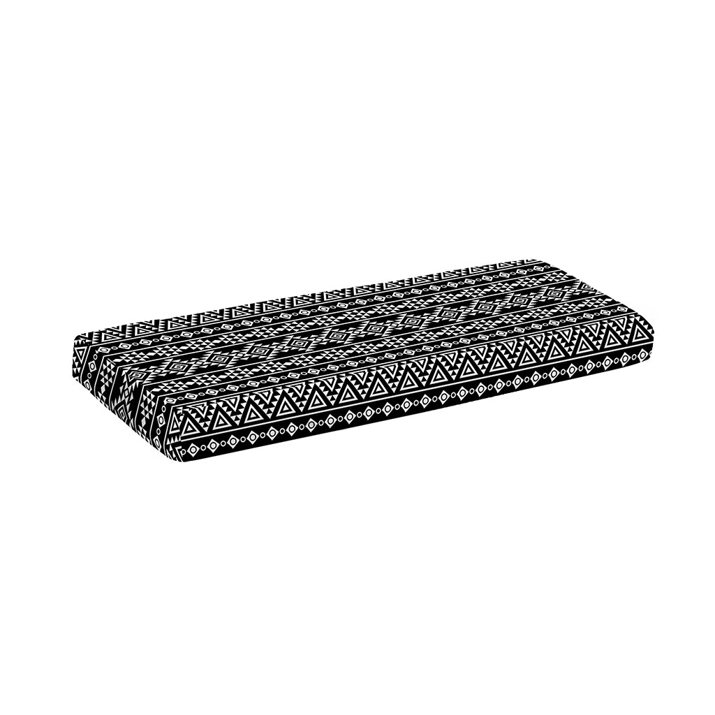 Black And White Aztec Geometric Print Piano Keyboard Cover