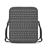 Black And White Aztec Geometric Print Rectangular Crossbody Bag