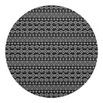 Black And White Aztec Geometric Print Round Blanket