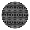 Black And White Aztec Geometric Print Round Floor Mat