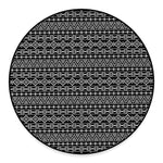 Black And White Aztec Geometric Print Round Floor Mat