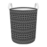 Black And White Aztec Geometric Print Round Laundry Basket