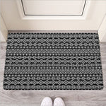 Black And White Aztec Geometric Print Rubber Doormat