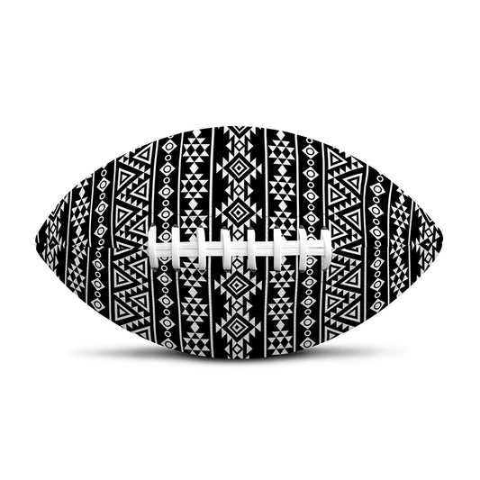 Black And White Aztec Geometric Print Rugby Ball