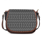 Black And White Aztec Geometric Print Saddle Bag