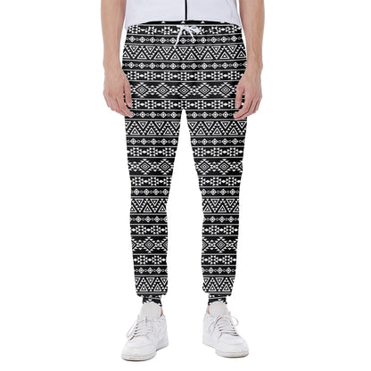 Black And White Aztec Geometric Print Scuba Joggers