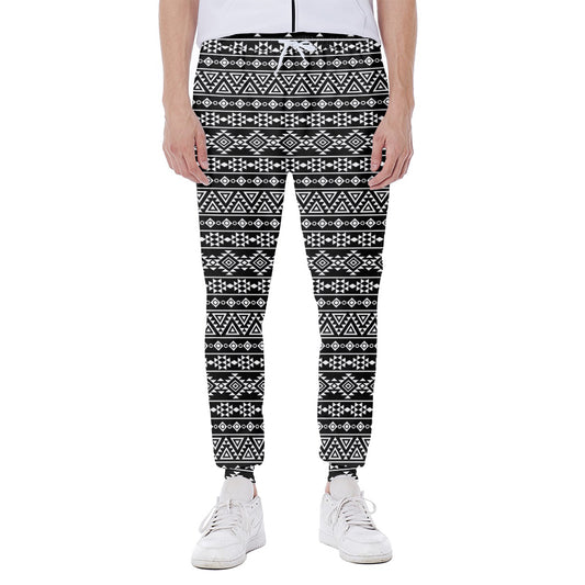 Black And White Aztec Geometric Print Scuba Joggers