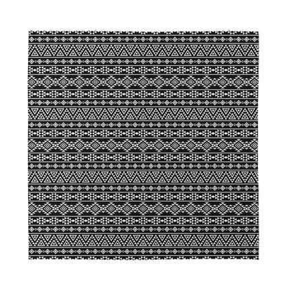 Black And White Aztec Geometric Print Silk Bandana