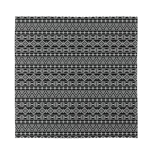 Black And White Aztec Geometric Print Silk Bandana