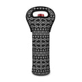 Black And White Aztec Geometric Print Single Neoprene Wine Tote