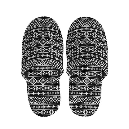 Black And White Aztec Geometric Print Slippers