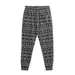 Black And White Aztec Geometric Print Sweatpants