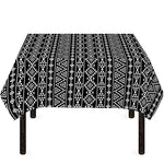 Black And White Aztec Geometric Print Tablecloth