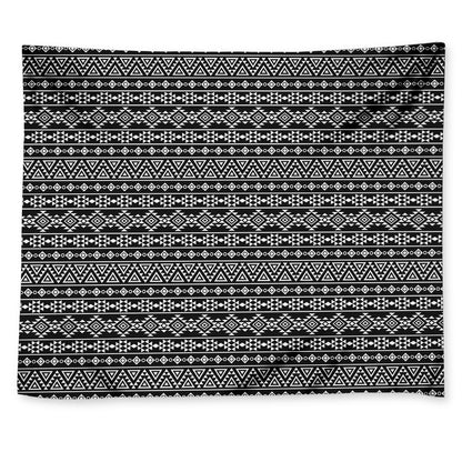 Black And White Aztec Geometric Print Tapestry