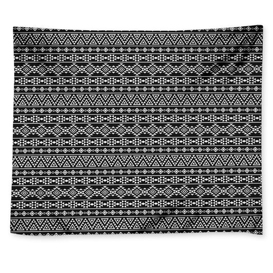 Black And White Aztec Geometric Print Tapestry