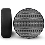 Black And White Aztec Geometric Print Tire Cover