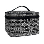 Black And White Aztec Geometric Print Travel Makeup Bag