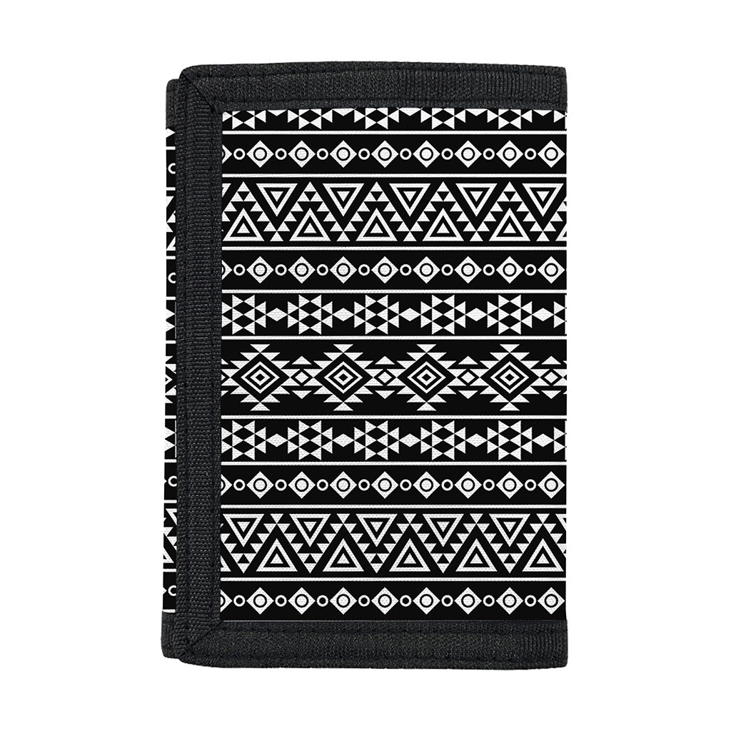 Black And White Aztec Geometric Print Trifold Wallet