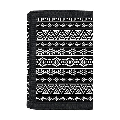 Black And White Aztec Geometric Print Trifold Wallet