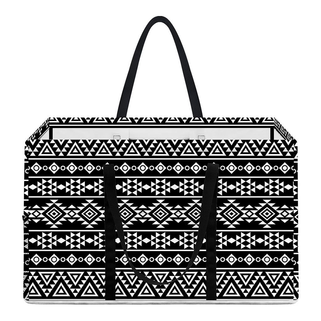 Black And White Aztec Geometric Print Utility Tote Bag