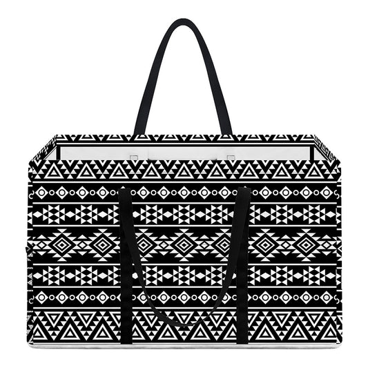 Black And White Aztec Geometric Print Utility Tote Bag