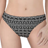 Black And White Aztec Geometric Print Women's Thong