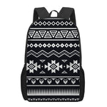 Black And White Aztec Pattern Print 17 Inch Backpack
