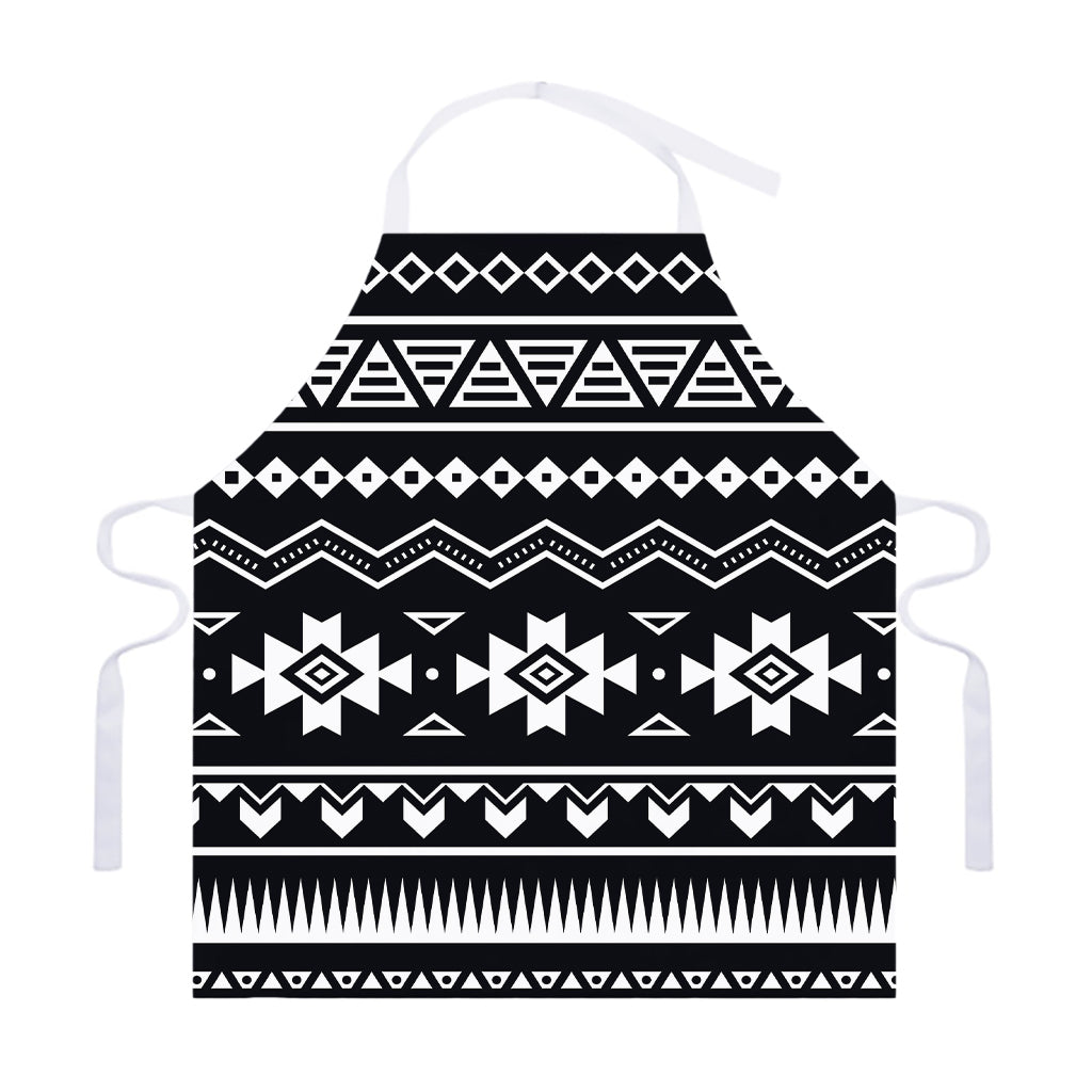 Black And White Aztec Pattern Print Adjustable Apron